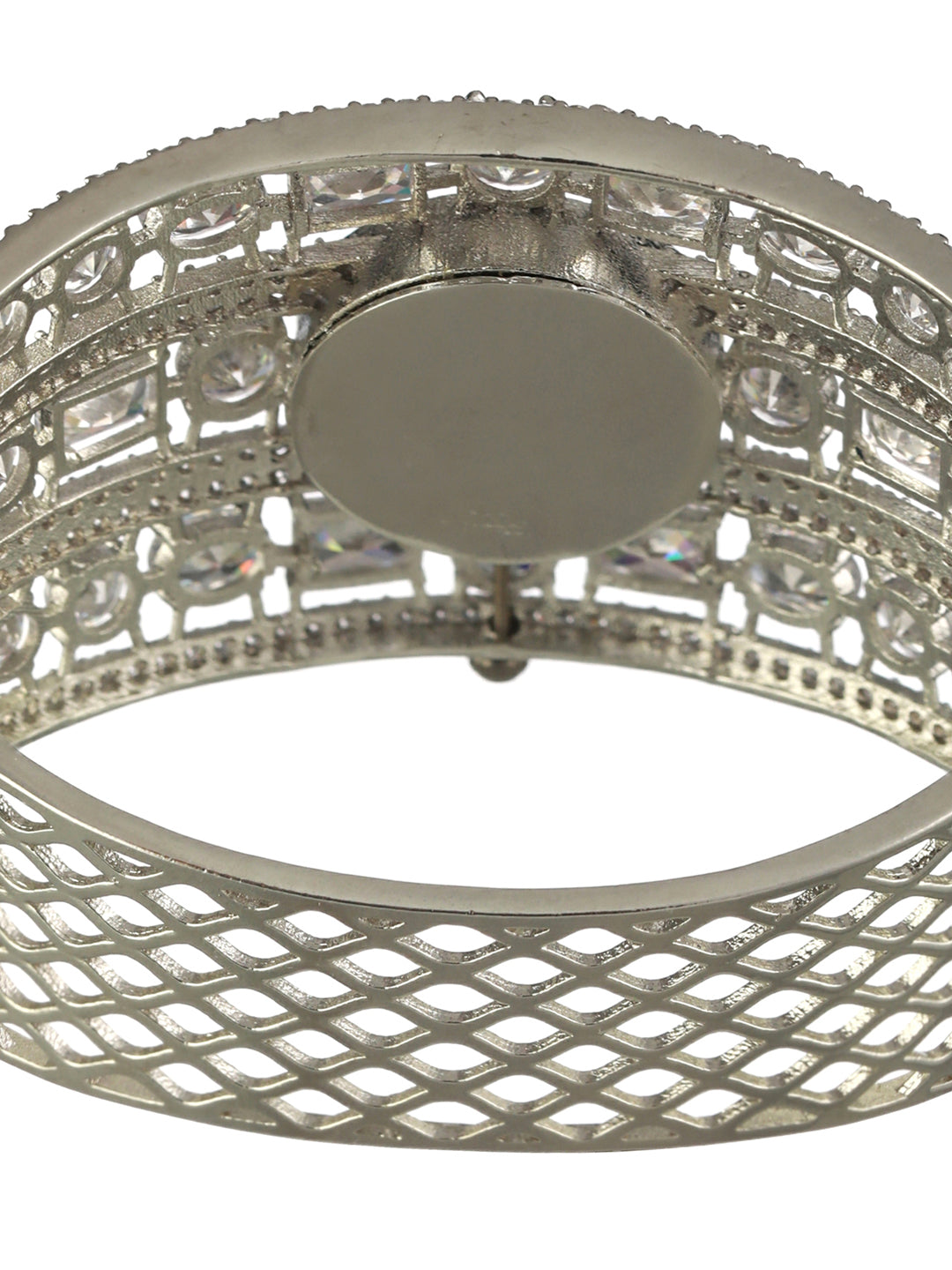 Elegant American Diamond Silver-Plated Bracelet Watch